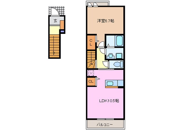 泊駅 徒歩7分 2階の物件間取画像